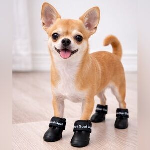 Ha Guai Guai Dog Shoes Small Black Rubber Pet Boots Set of 4 Size Small